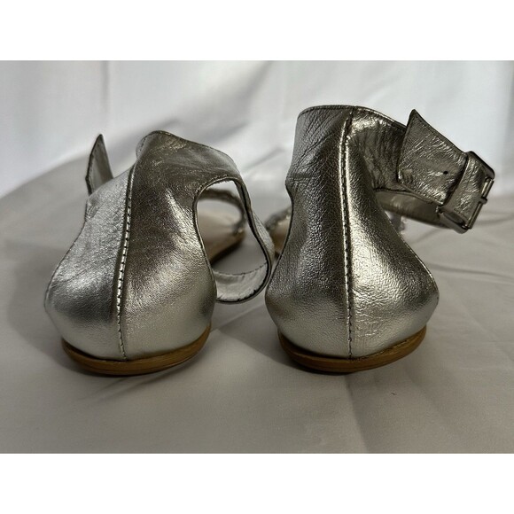 Women’s Silver Nine West Open Toe Closed Back Ankle Wrap Sandals Size 8 - Picture 4 of 7